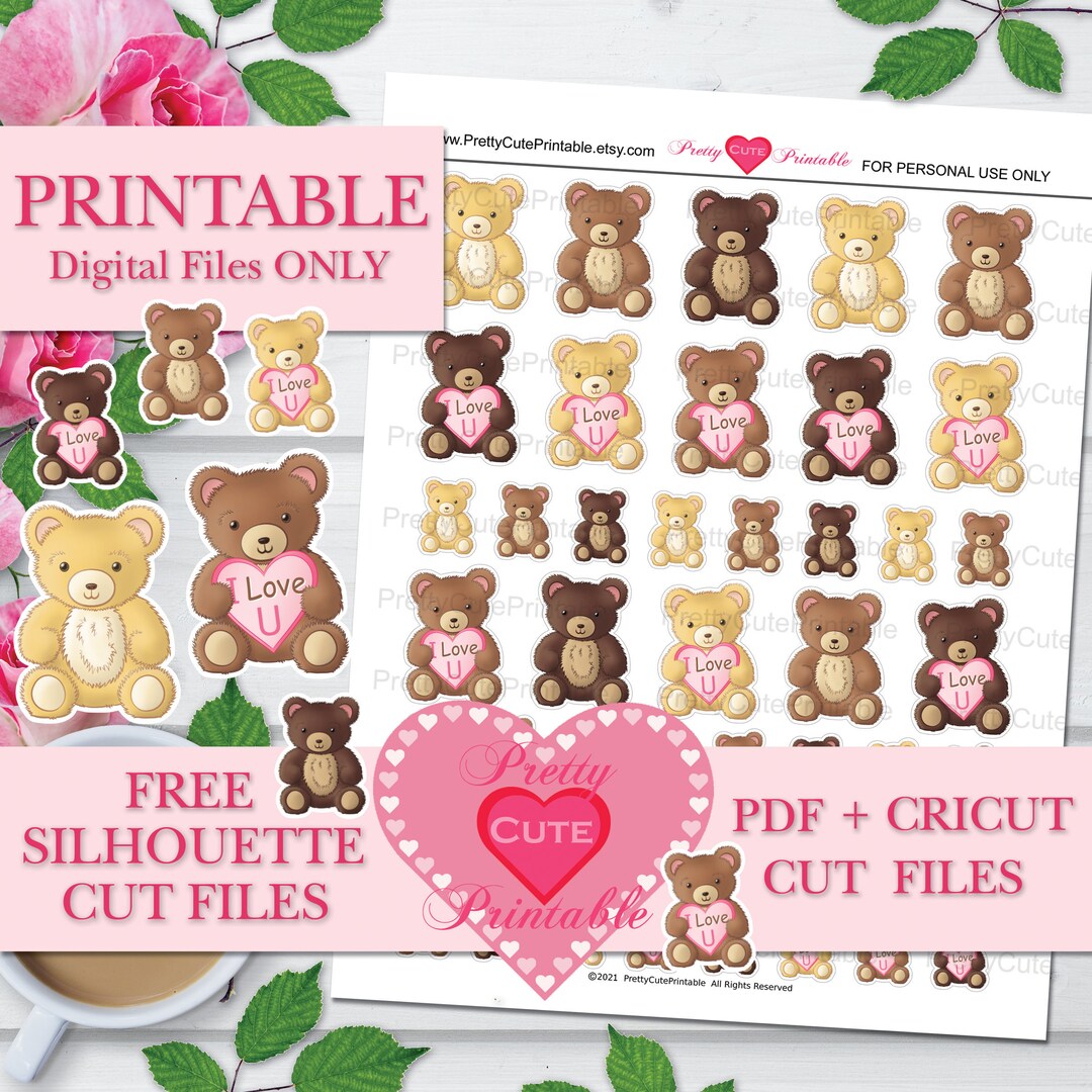 TEDDY BEAR STICKERS Printable Planner Stickers/cute Etsy