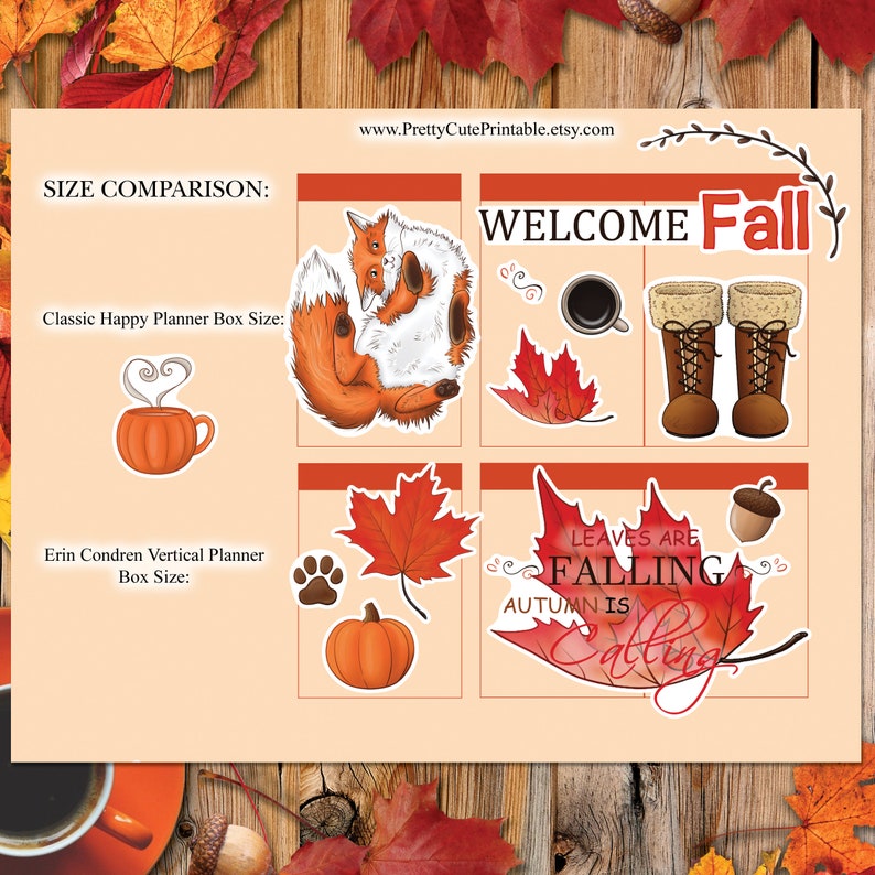 COZY AUTUMN Printable Planner Stickers/fall Themed Coffee Stickers/paw ...