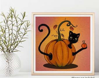 Kitty with a Little Pumpkin in a Pumpkin