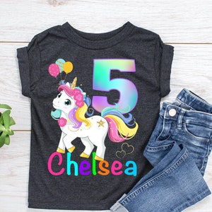 Chemise d’anniversaire Licorne - Chemise d’anniversaire Licorne Arc-en-ciel - Tee-shirt Nom Licorne