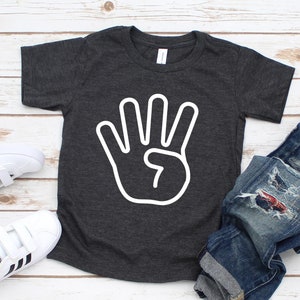 4th Birthday Shirt - Fourth Birthday Shirt for Boy's or Girl's - I'm Four Hand 4 Fingers Tshirt