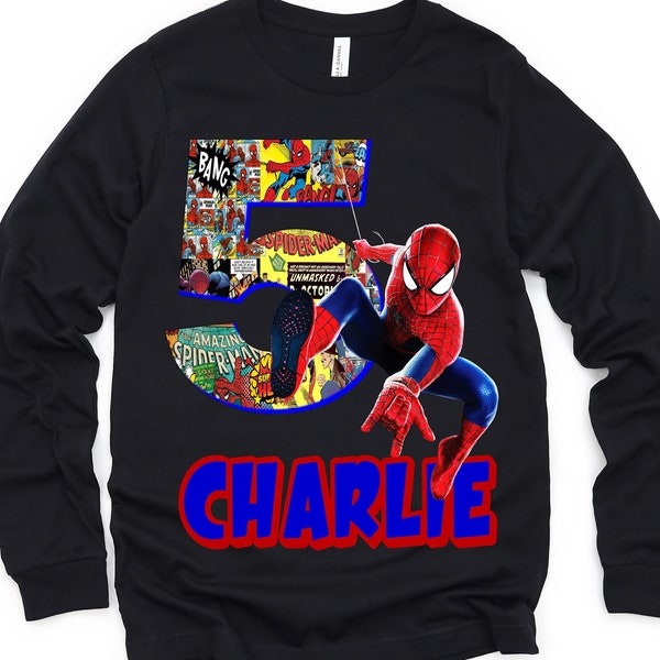 Spiderman Birthday Shirt, Boy's Spiderman Shirt, Spiderman Birthday Matching Family Shirts - Long Sleeve and Raglan Available