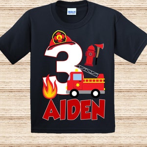 Fire Truck Birthday Shirt, Fire Fighter Boy's Birthday Shirt, Fire House Shirt Raglan Available