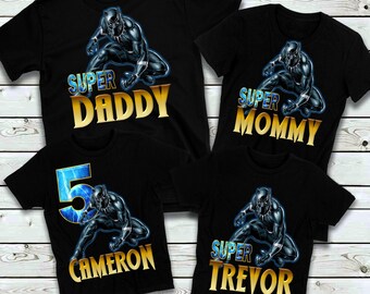 Black Panther Birthday Shirt - Black Panther Birthday T-Shirt Matching Family Shirts - Long Sleeve Available