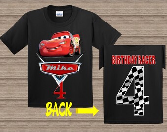 Personalized Lightning Mcqueen Racing Flag Cars Baseball Jersey