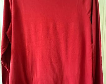 Vintage CROFT & BARROW Tee Red 100% Cotton Knit Long Sleeve Shirt Size L/Large