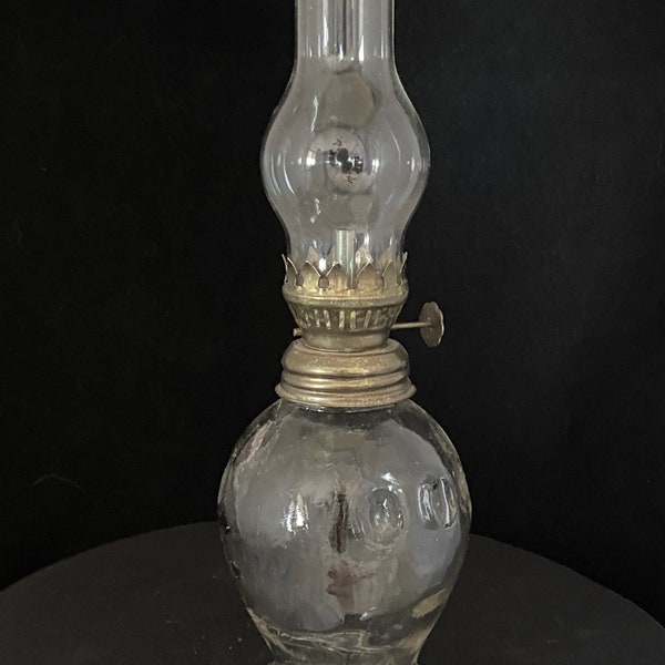 Collectible Vintage THUMBPRINT Pressed Glass Lantern / OIL LAMP - Estate item.