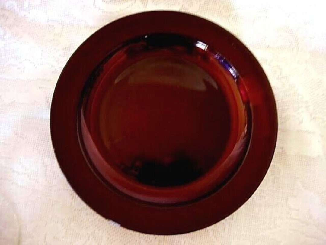 Collectible Vintage RUBY RED Glass 9 3/8 Rimmed PLATE Made in France ...