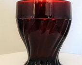 Rare Collectible Vintage Mid-Century Modern Ruby Red Blown Depression Glass Goblet - Estate Item - MORE AVAILABLE