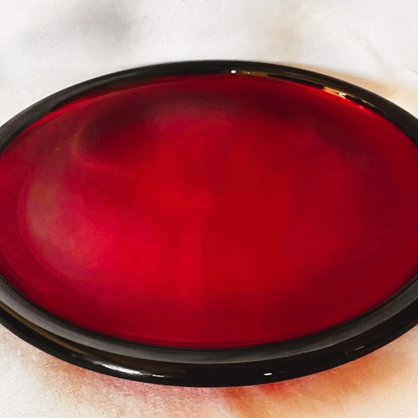 Collectible Vintage RUBY RED Glass 11" Round Cake Plate / Platter - Made in France - Estate Item