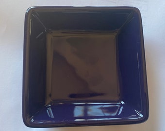 Collectible Vintage THE PAMPERED CHEF Simple Additions Dark Blue Square Shaped Ceramic Soap Dish - Estate Item