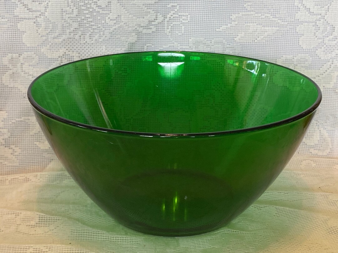 Collectible Vintage DARK GREEN Glass BOWL Hard to Find This Large. Made in France Estate Item - Etsy
