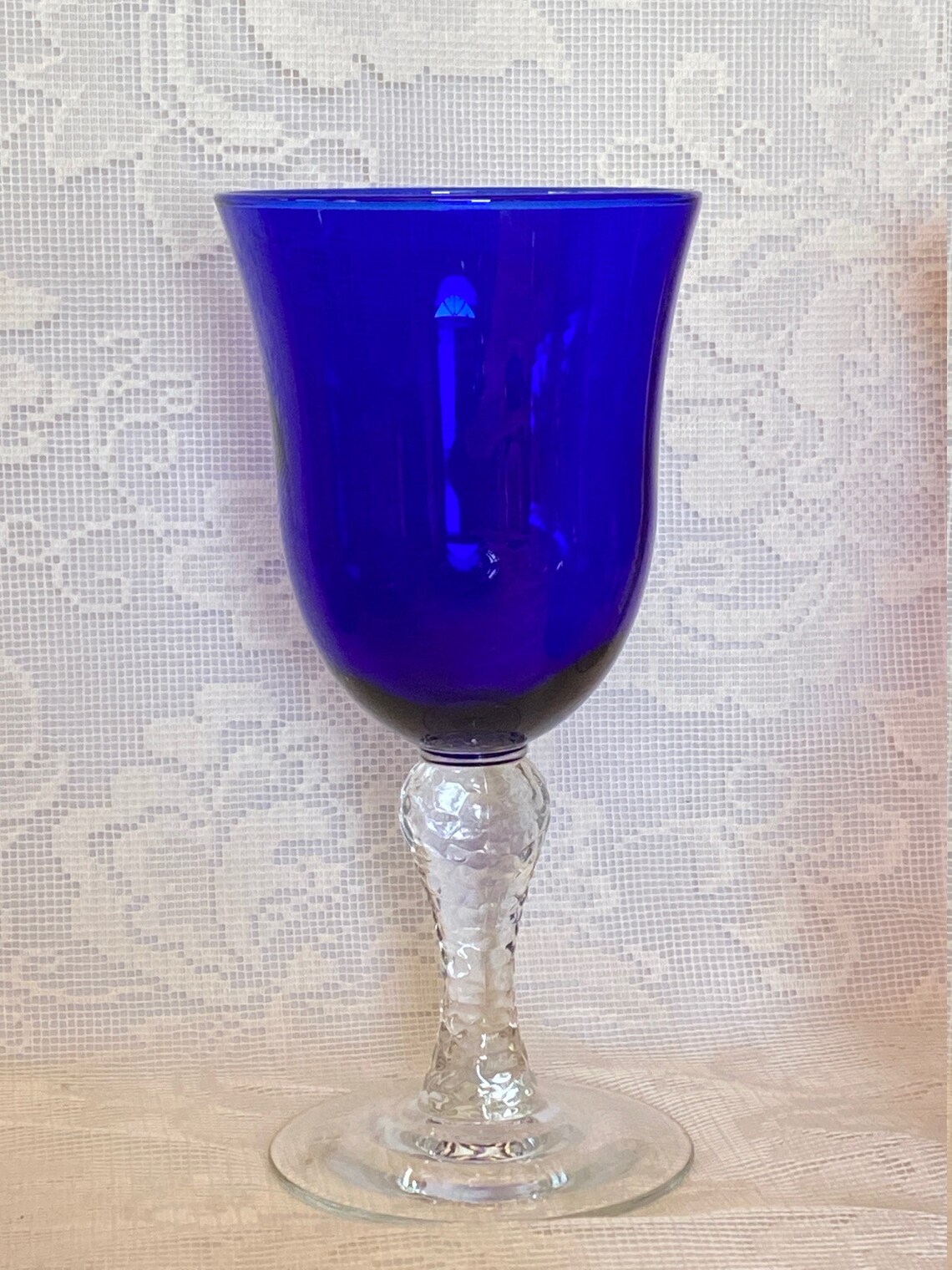 Vintage Collectible COBALT BLUE Blown Glass Goblet Elegant Etsy