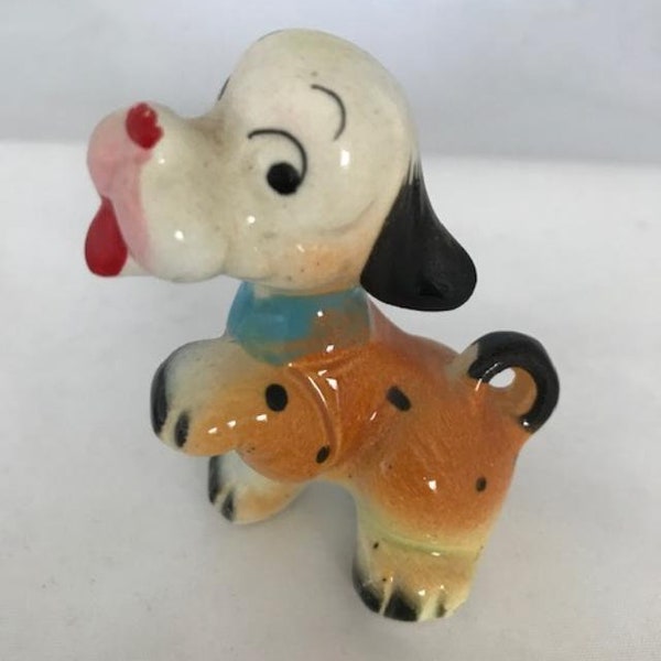 Collectible Vintage Mid-Century Modern Hand Painted Ceramic Pottery Dog Figurine - Made in Japan - Estate Item