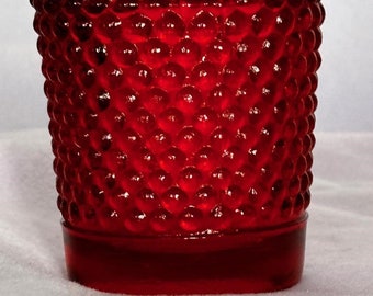 Collectible Vintage Ruby Red Hobnail Pressed Glass Tealight / Votive -  Amberina at Top Rim - Estate Item