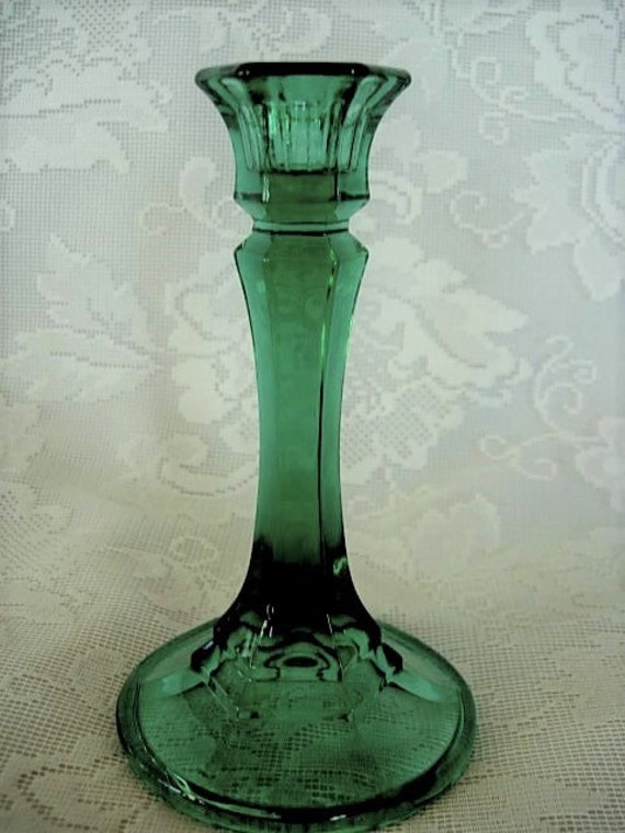 Collectible Vintage Tall Teal / Dark Green Pressed Glass Etsy