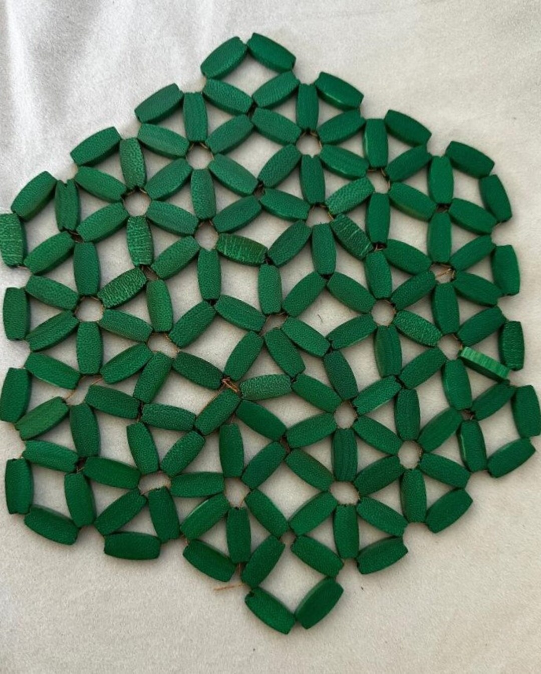 Collectible vintage tru forge bamboo teal green trivet 100 natural