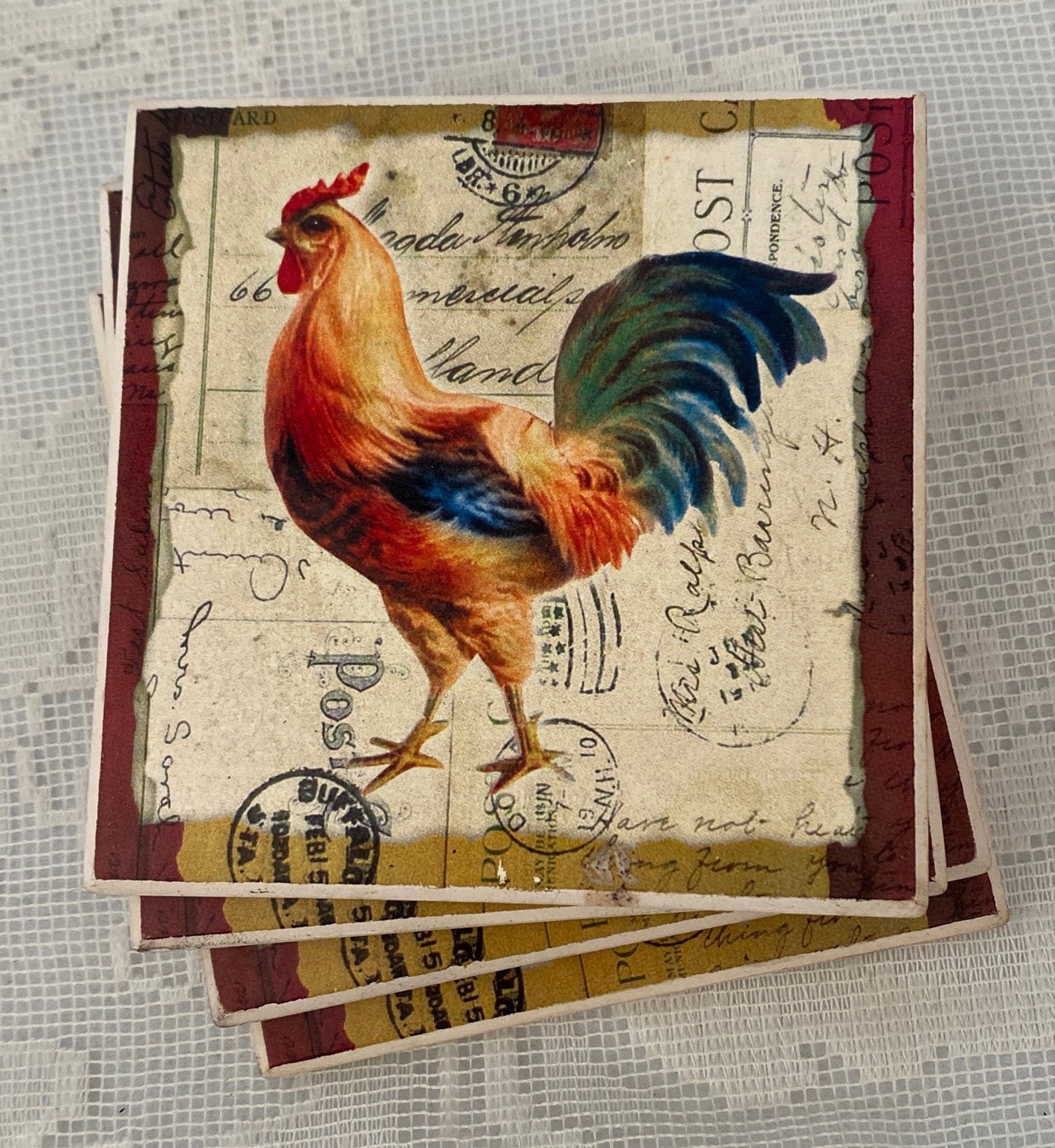 Collectible Vintage Set of 4 ROOSTER / CHICKEN Ceramic & Cork Etsy UK