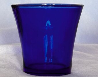 Collectible Vintage COBALT Blue HAND BLOWN Glass Votive / Tealight - Ground Pontil - Estate Item