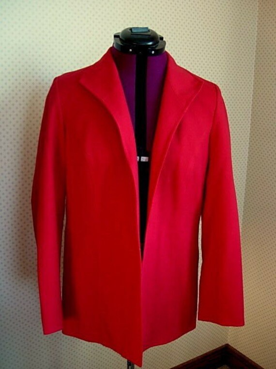Vintage LIZ BAKER Red Fitted Open Front Blazer / … - image 1