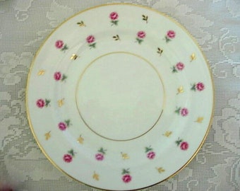 Vintage Sammlerstück NORITAKE ROSALIE Pink Rosen Chintz Fine China # 3052 Salat / Dessertteller - Mid-Century Made in Japan - Nachlass