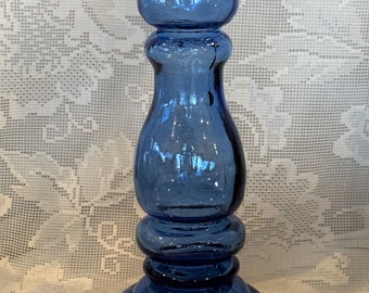 Collectible Vintage Tall 8" COBALT Blue Pressed Glass Bud Vase / Candlestick - Estate Item