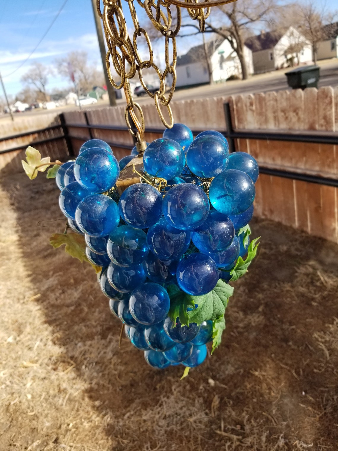 Lucite Grapes Swag Light Hanging Lamp Blue Blue Large Vintage Etsy