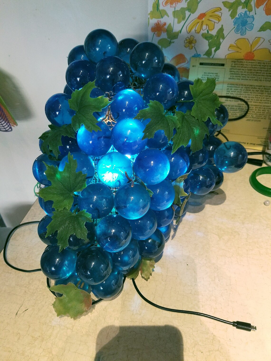 Lucite Grapes Swag Light Hanging Lamp Blue Blue Large Vintage Etsy