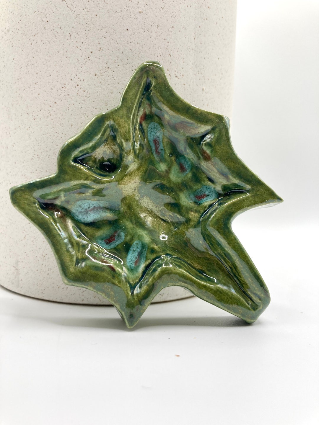 Beautiful Ceramic Personal Ashtray Handmade Green Bat Etsy