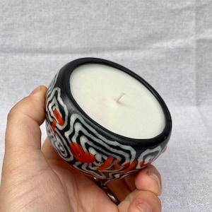 Beautiful “I Heart My Cat” Ceramic Candle Holder with Soy Candle | Unique Handmade Ceramic Candle Holder | Handmade Vegan Candle