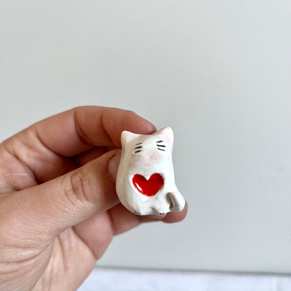 Ceramic Cat Pin | Handmade Ceramic Pin | Unique Adorable Small Pin | Ceramic Brooch | Ceramin Pin Jewelry | Pottery Pin Cute Gift