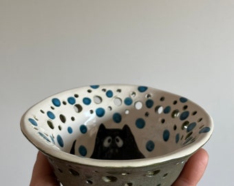 Beautiful Cat Ceramic Berry Bowl | Handmade Ceramic Bowl | Funny Cat Ceramic Bowl |  Beautiful and Unique Gift for a Cat Lover