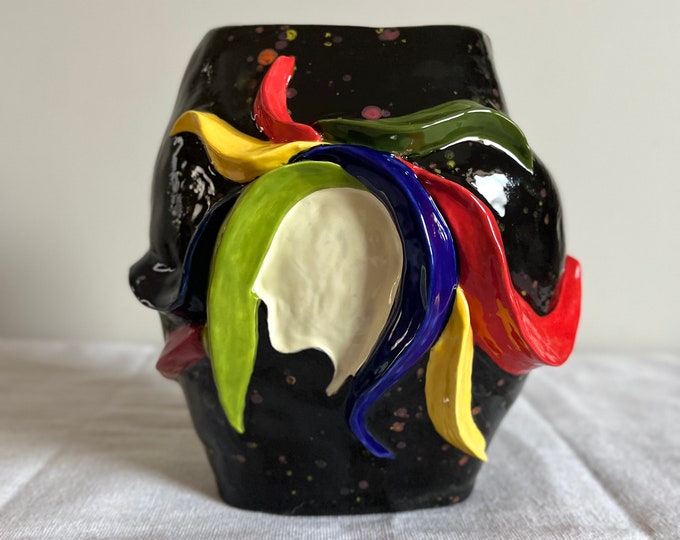 Unique Ceramic Flower Vase | Colorful Handmade Ceramic Vase | Handpainted Ceramic Vase | Decorative Ceramic Vase