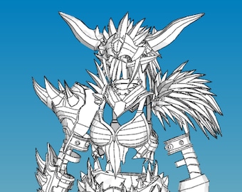 Plantillas Pepakura de espuma para cosplay de la armadura femenina de Nergigante