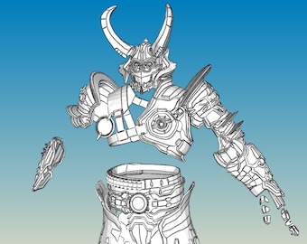 Marauder mit Axt Cosplay Foam Pepakura Vorlagen Ausklappen