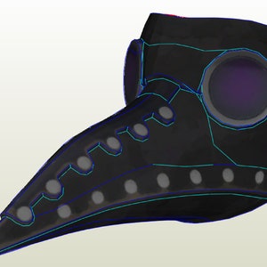Plague Doctor mask with straps Pepakura Foam Unfold