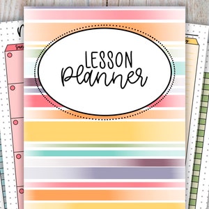 Teacher Lesson Planner Printable, pdf, planner pages, lesson planner prints, gradebook, attendance sheets, notes, seating chart, teacher