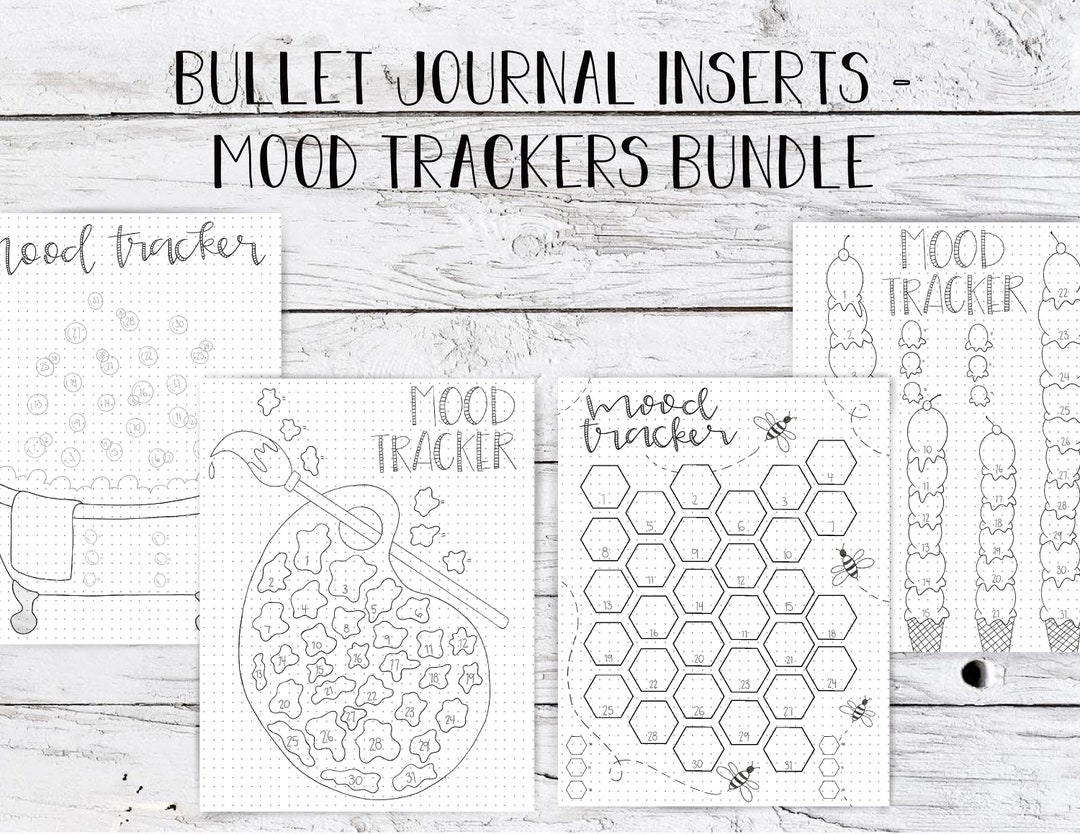 Mood Tracker Bullet Journal Inserts - Mood Tracker Bundle, Printable ...