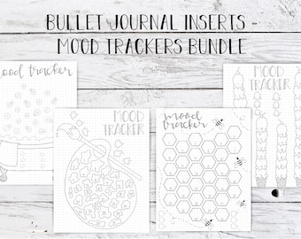 Mood Tracker Bullet Journal Inserts - Mood Tracker Bundle, printable, bullet journal prints, tracker printable, monthly trackers