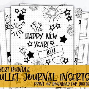 Yearly Bullet Journal Inserts - Bundle, 2022, updated yearly, printable, tracker printables, bullet journal prints, digital planner inserts