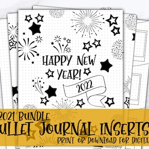 Inserciones anuales de Bullet Journal - Paquete, 2022, actualizado anualmente, imprimibles, imprimibles de seguimiento, impresiones de Bullet Journal, inserciones de planificador digital