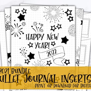 Yearly Bullet Journal Inserts - Bundle, 2022, updated yearly, printable, tracker printables, bullet journal prints, digital planner inserts