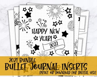 Yearly Bullet Journal Inserts - Bundle, 2022, updated yearly, printable, tracker printables, bullet journal prints, digital planner inserts