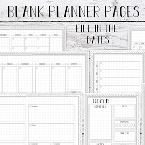 Undated Planner Pages - fill in your own dates, tribal pattern, black and white, color your own, dot grid paper, bullet journal