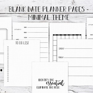 Undated Planner Pages - Minimal Theme | digital planner planner printable undated planner pages minimalist printable planner digital planner