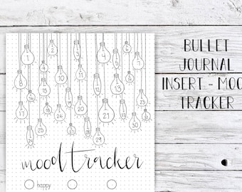 Mood Tracker Bullet Journal Insert - Mood Tracker | Instant Download, light bulbs, bullet journal printable, tracker printable, mood tracker