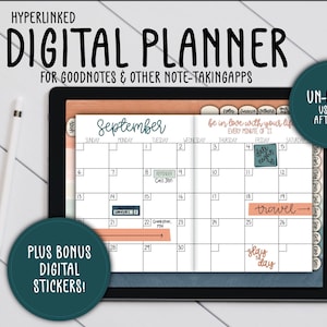 HYPERLINKED Digitale Planner voor iPad, tablet | GoodNotes, Notability, notitie-app, boho, plannerstickers, stickerboek, iPad-planner