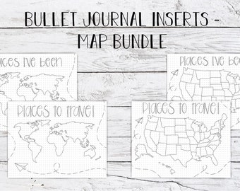 places i ve been places to travel bullet journal inserts etsy