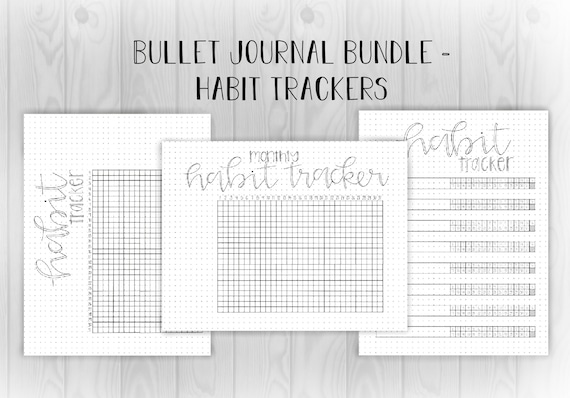 Habit Tracker Bullet Journal Inserts - Habit Tracker Bundle, tracker printables, monthly habit trackers, prints