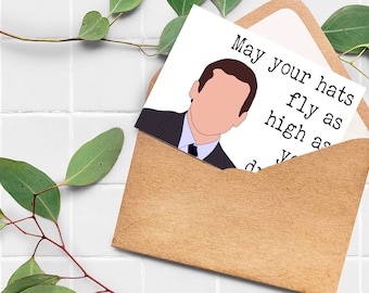The Office Inspired Graduation Card, Michael Scott, May Your Hats Fly as High as Your Dreams, digital graduation card, greeting card